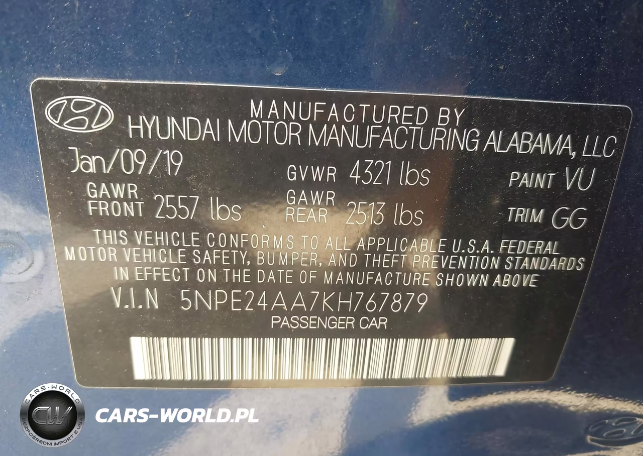 2019 Hyundai Sonata Eco VIN:5NPE24AA7KH767879 - 9