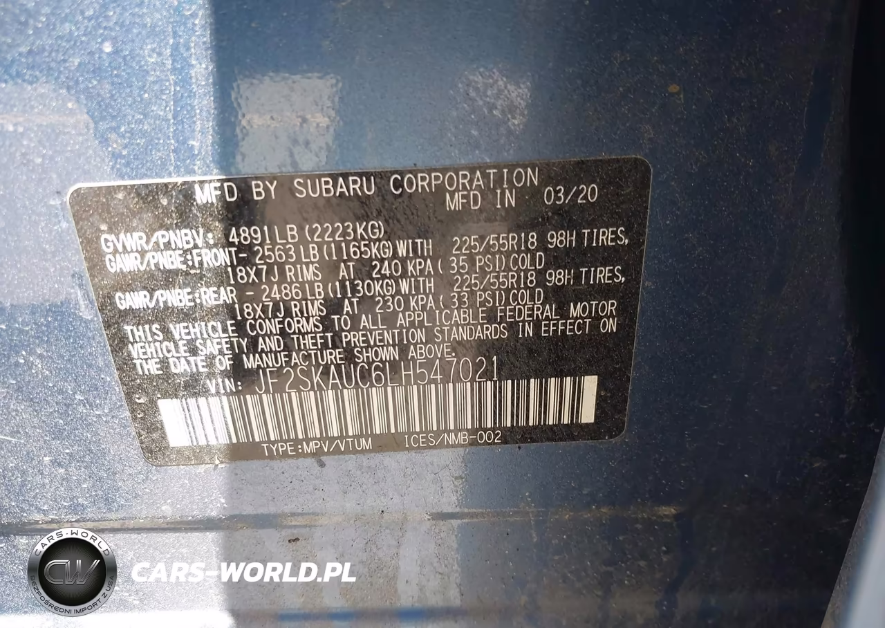 2020 Subaru Forester Limited VIN:JF2SKAUC6LH547021 - 9