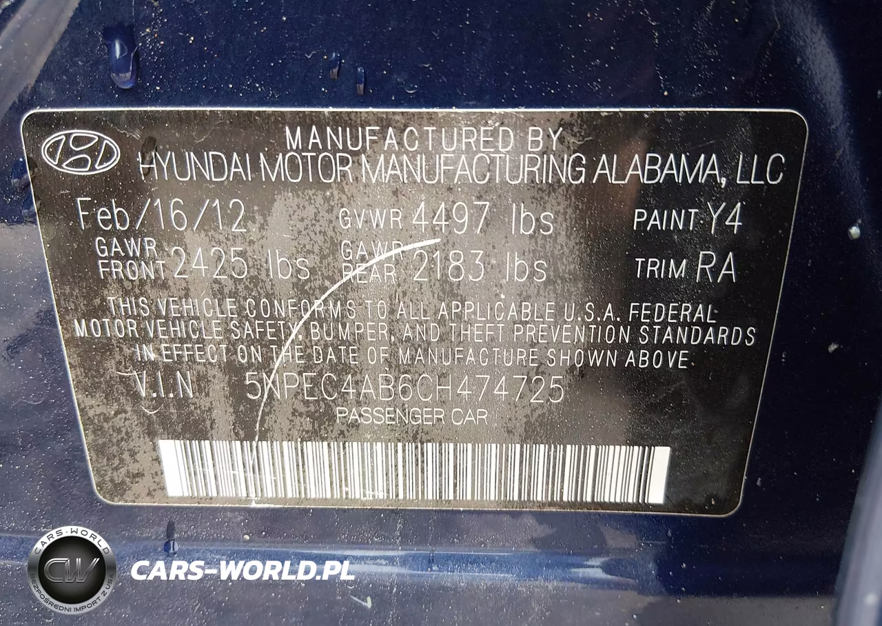 2012 Hyundai Sonata Se 2.0T VIN:5NPEC4AB6CH474725 - 9