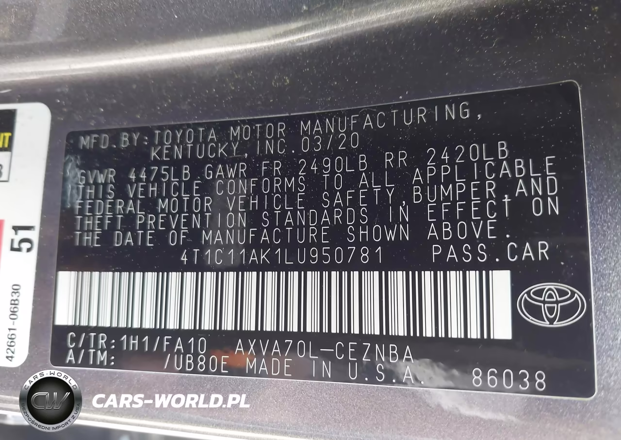 2020 Toyota Camry Le VIN:4T1C11AK1LU950781 - 9