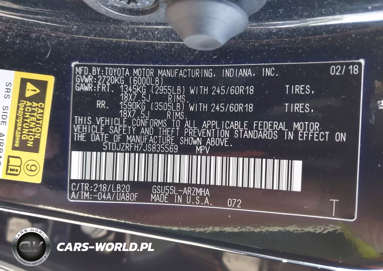 2018 Toyota Highlander Xle VIN:5TDJZRFH7JS835569 - 9