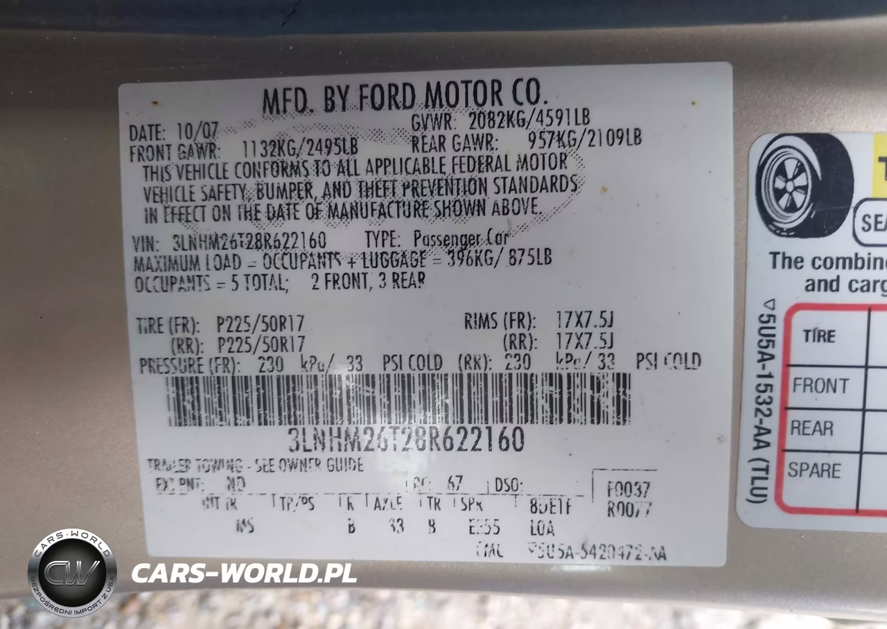 2008 Lincoln Mkz VIN:3LNHM26T28R622160 - 9