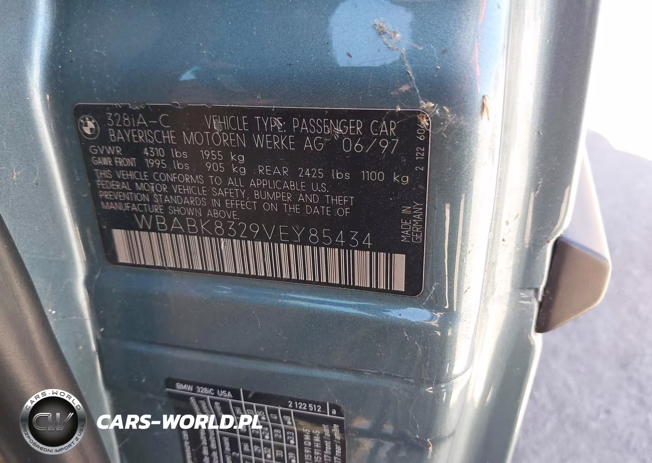 1997 BMW 328Ic VIN:WBABK8329VEY85434 - 9