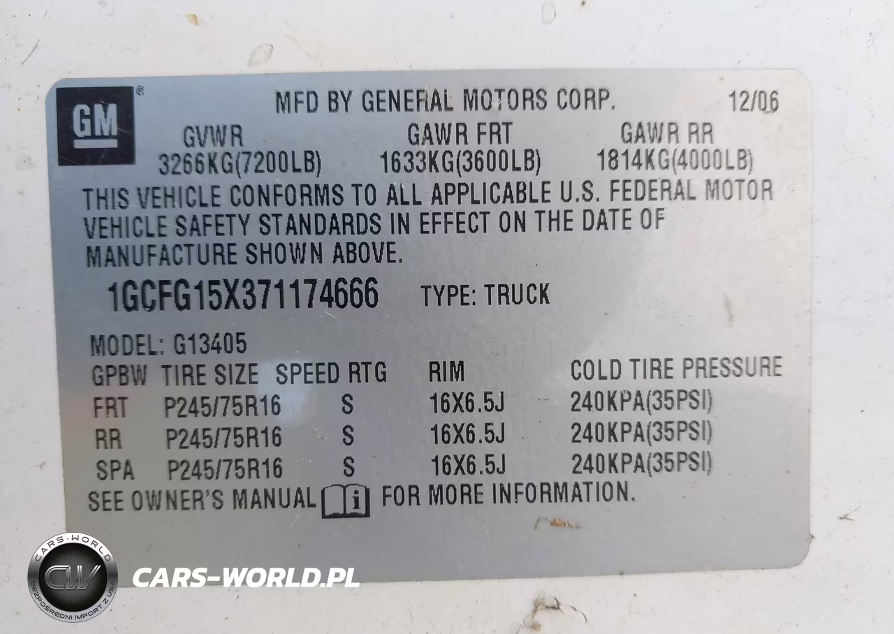 2007 Chevrolet Express Work Van VIN:1GCFG15X371174666 - 9