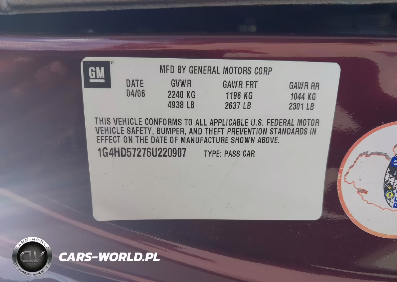 2006 Buick Lucerne Cxl VIN:1G4HD57276U220907 - 9