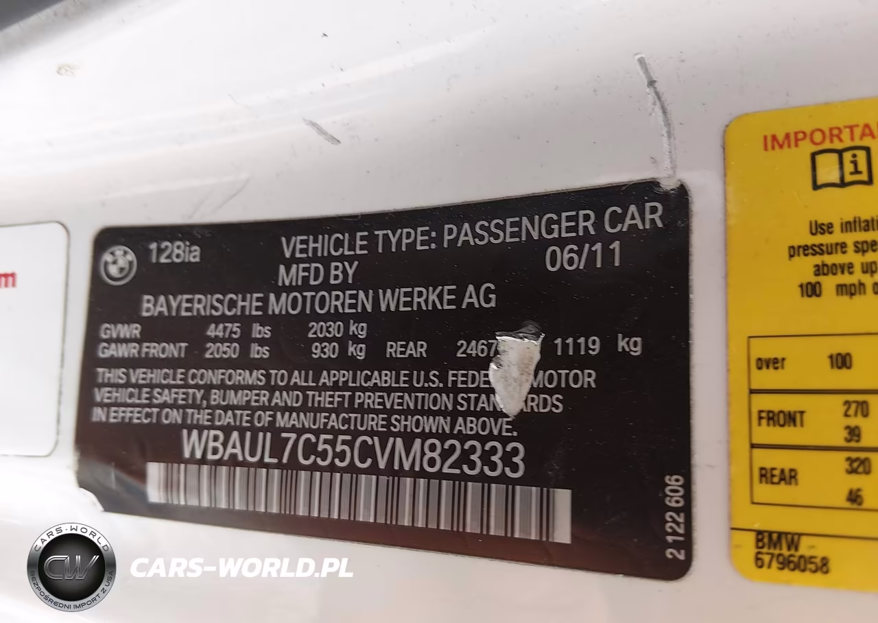 2012 BMW 128I VIN:WBAUL7C55CVM82333 - 9