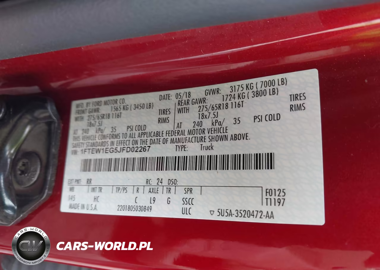 2018 Ford F-150 Lariat VIN:1FTEW1EG5JFD02267 - 9