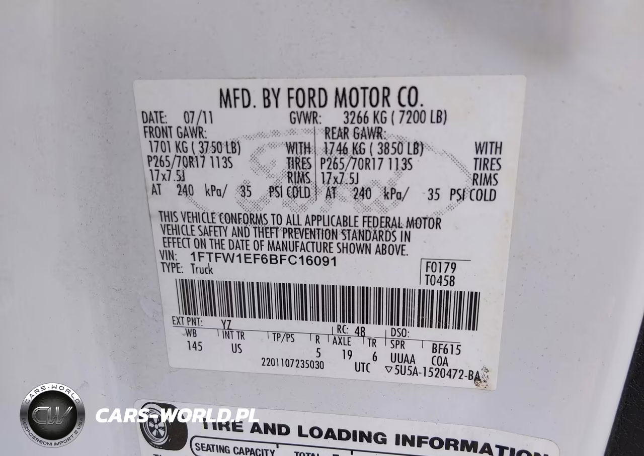 2011 Ford F-150 Xl VIN:1FTFW1EF6BFC16091 - 9