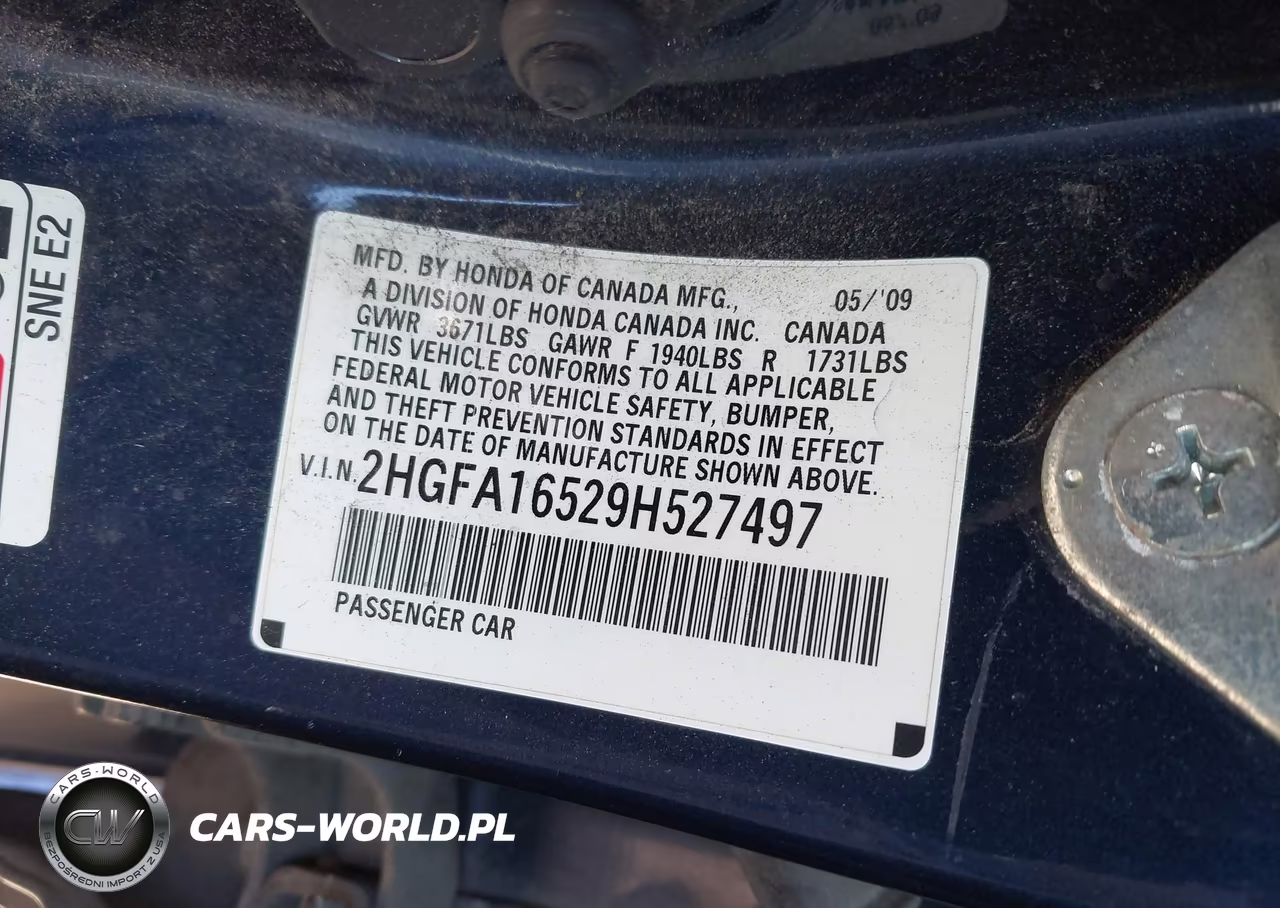 2009 Honda Civic Lx VIN:2HGFA16529H527497 - 9