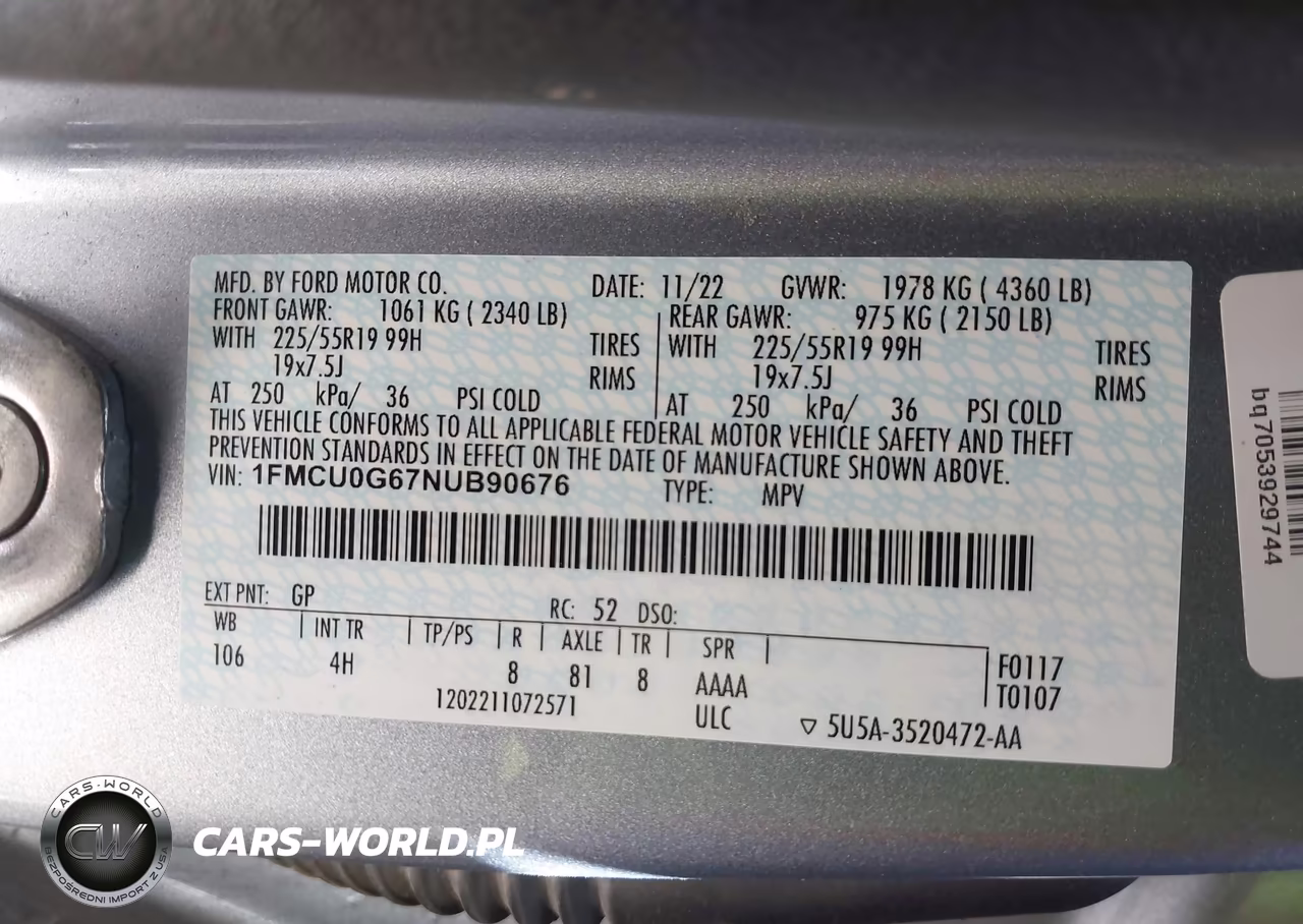 2022 Ford Escape Se VIN:1FMCU0G67NUB90676 - 9
