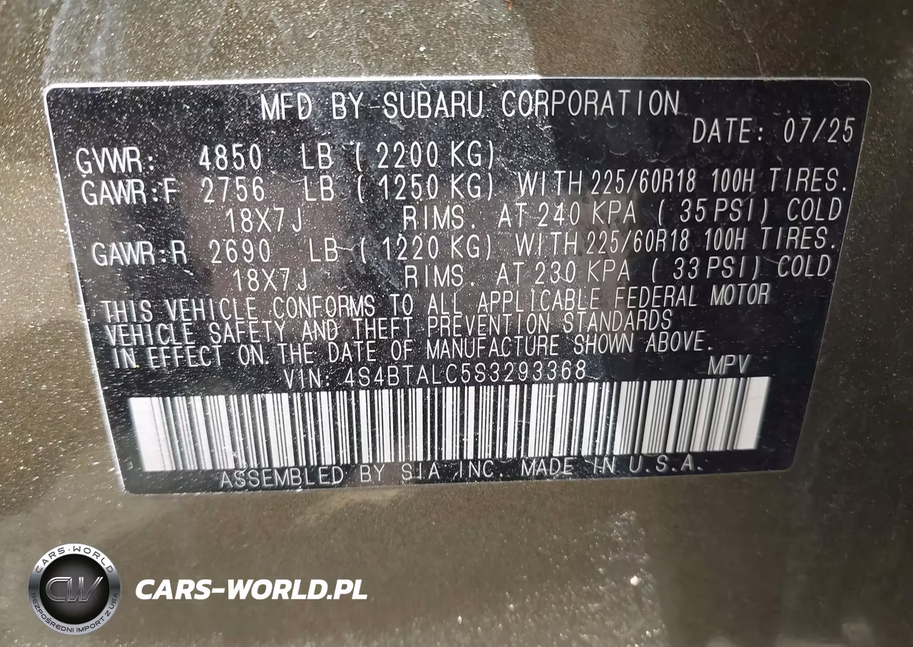 2025 Subaru Outback Onyx Edition VIN:4S4BTALC5S3293368 - 9