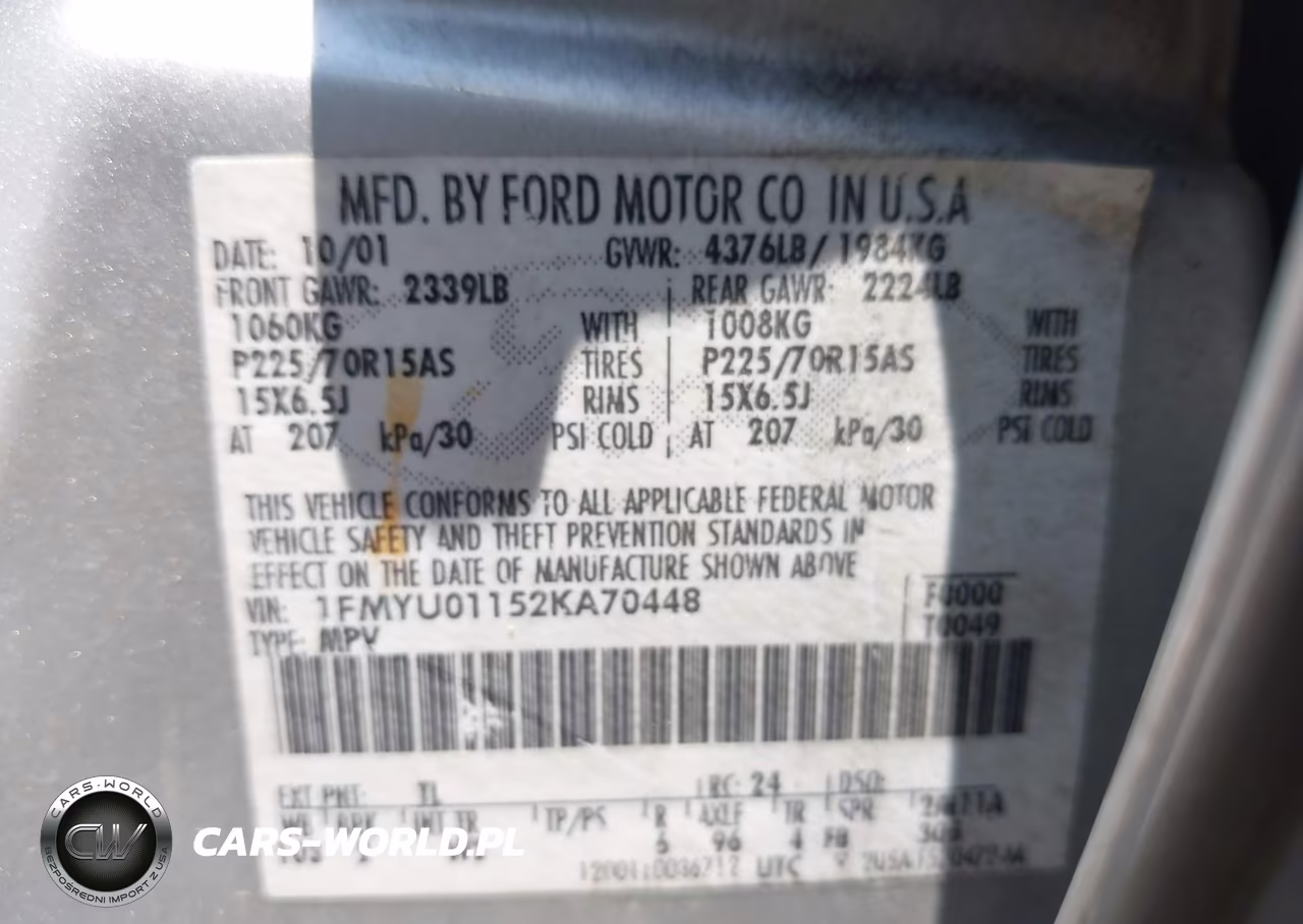 2002 Ford Escape Xls VIN:1FMYU01152KA70448 - 9