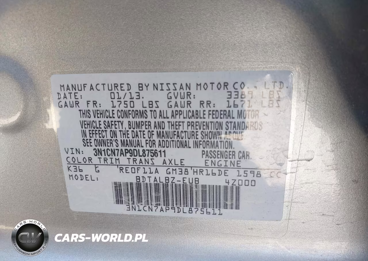 2013 Nissan Versa 1.6 Sv VIN:3N1CN7AP9DL875611 - 9