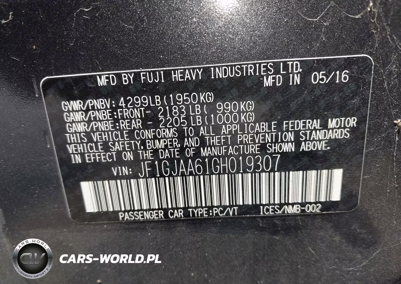 2016 Subaru Impreza 2.0I VIN:JF1GJAA61GH019307 - 9