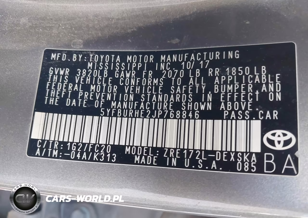 2018 Toyota Corolla Se VIN:5YFBURHE2JP768846 - 9