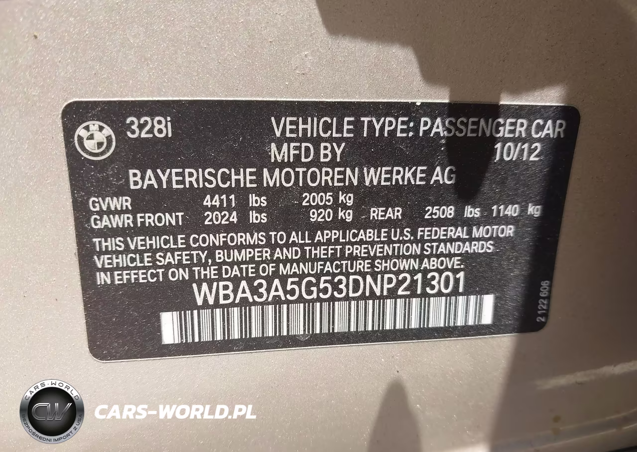 2013 BMW 328I VIN:WBA3A5G53DNP21301 - 9