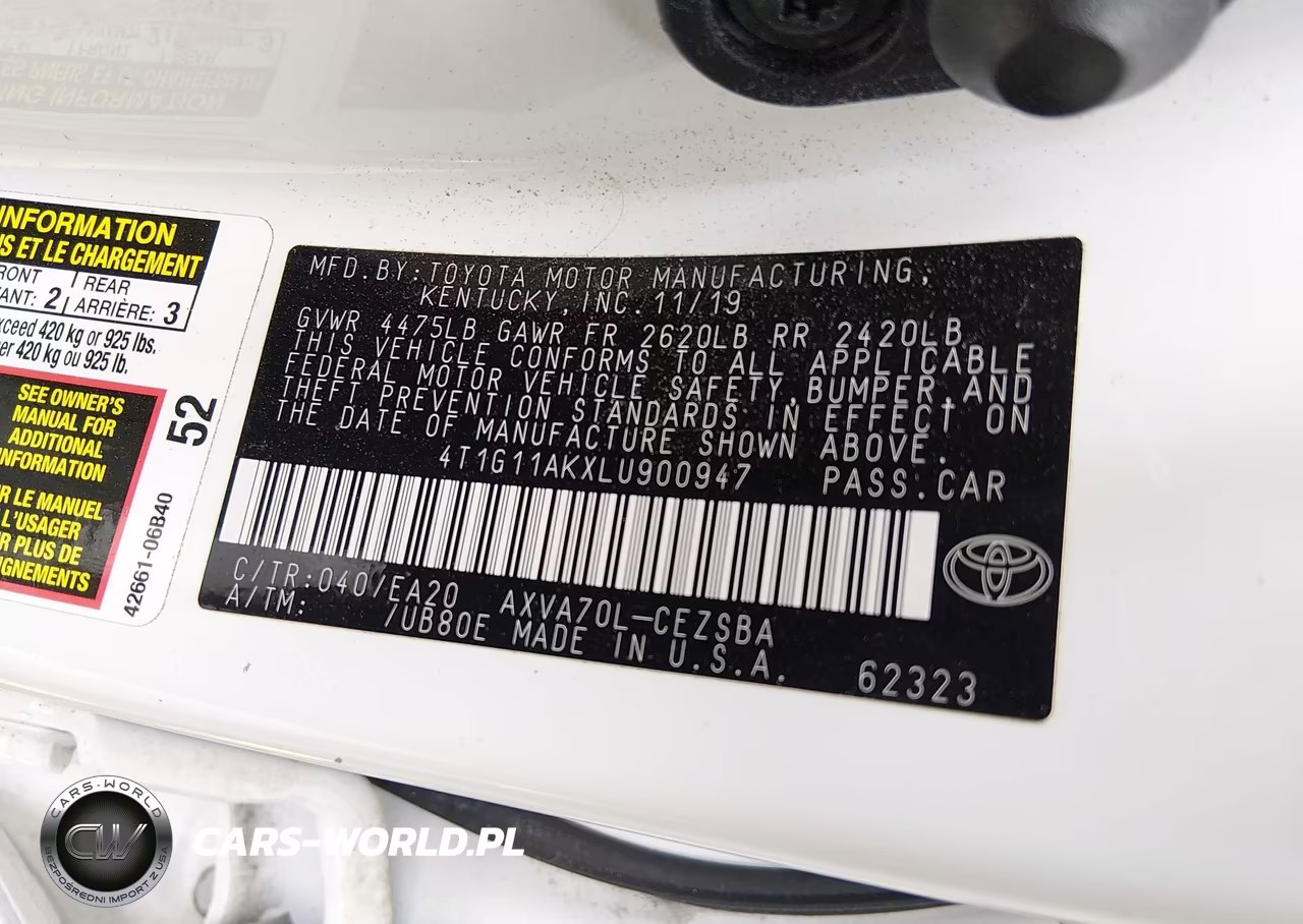 2020 Toyota Camry Se VIN:4T1G11AKXLU900947 - 9