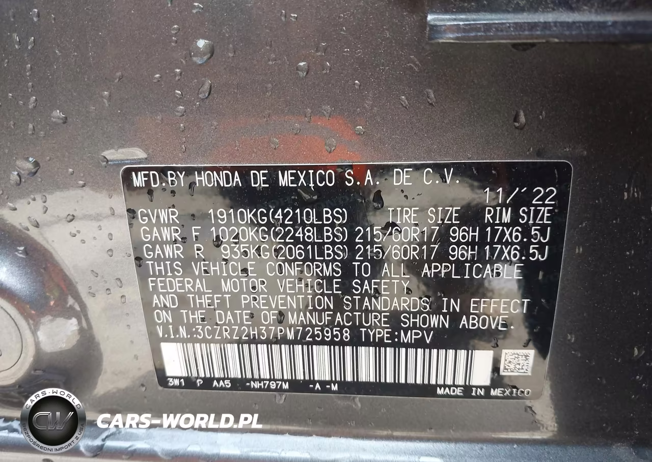 2023 Honda Hr-V Awd Lx VIN:3CZRZ2H37PM725958 - 9