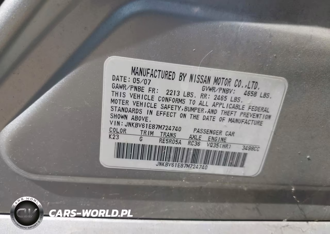 2007 Infiniti G35 Journey VIN:JNKBV61E87M724740 - 9