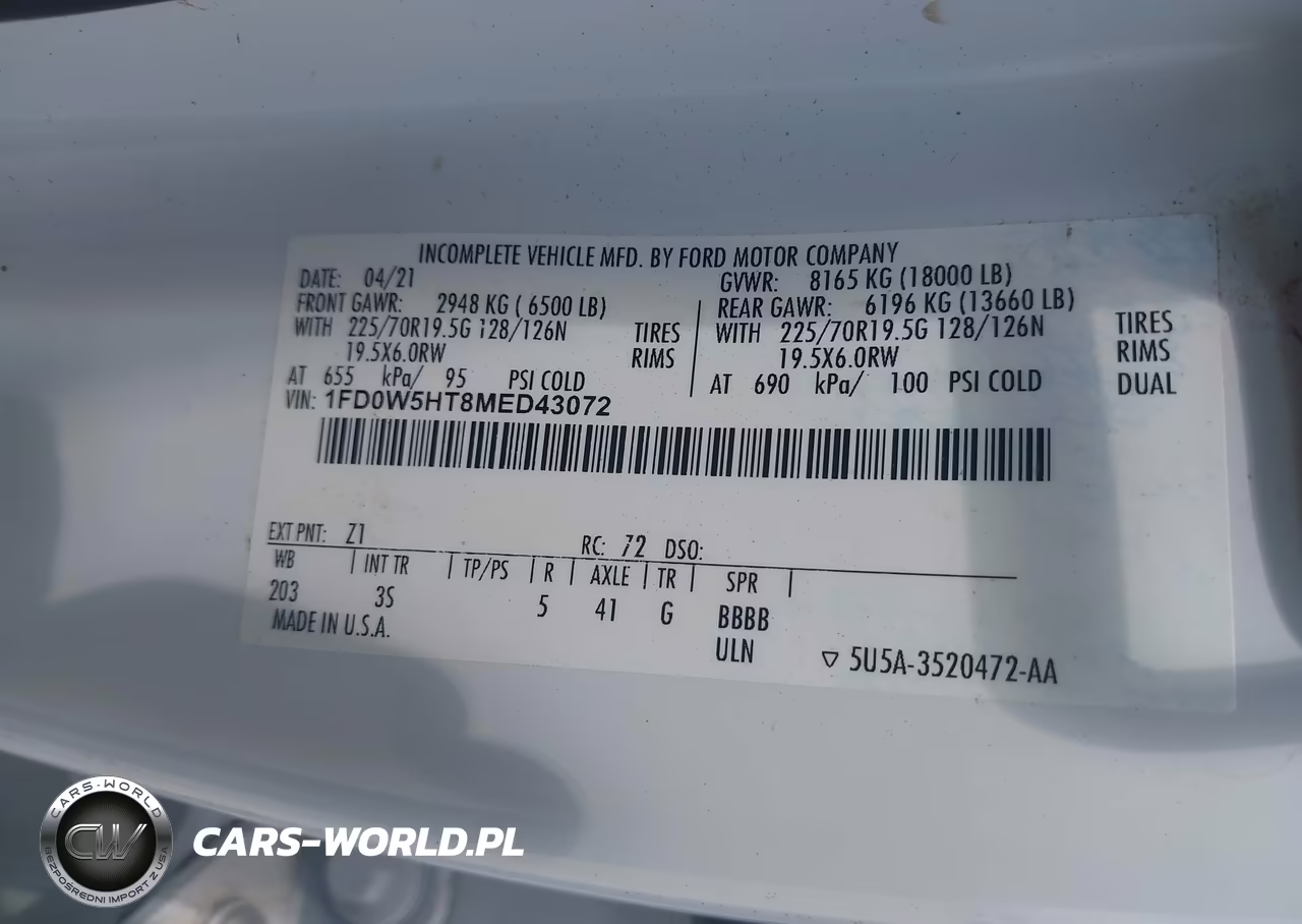 2021 Ford F-550 Chassis Xlt VIN:1FD0W5HT8MED43072 - 8