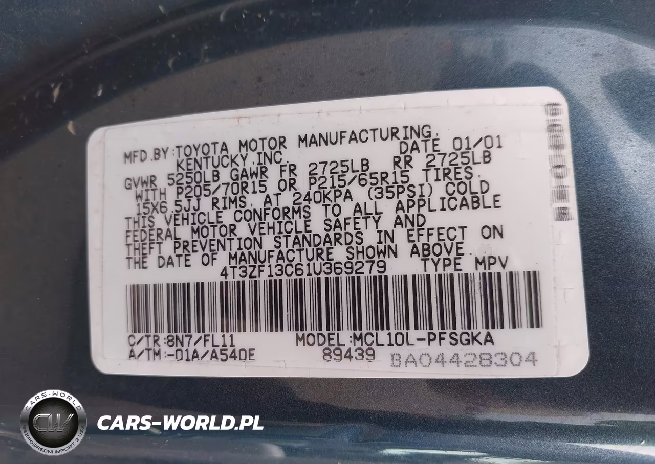 2001 Toyota Sienna Le VIN:4T3ZF13C61U369279 - 9