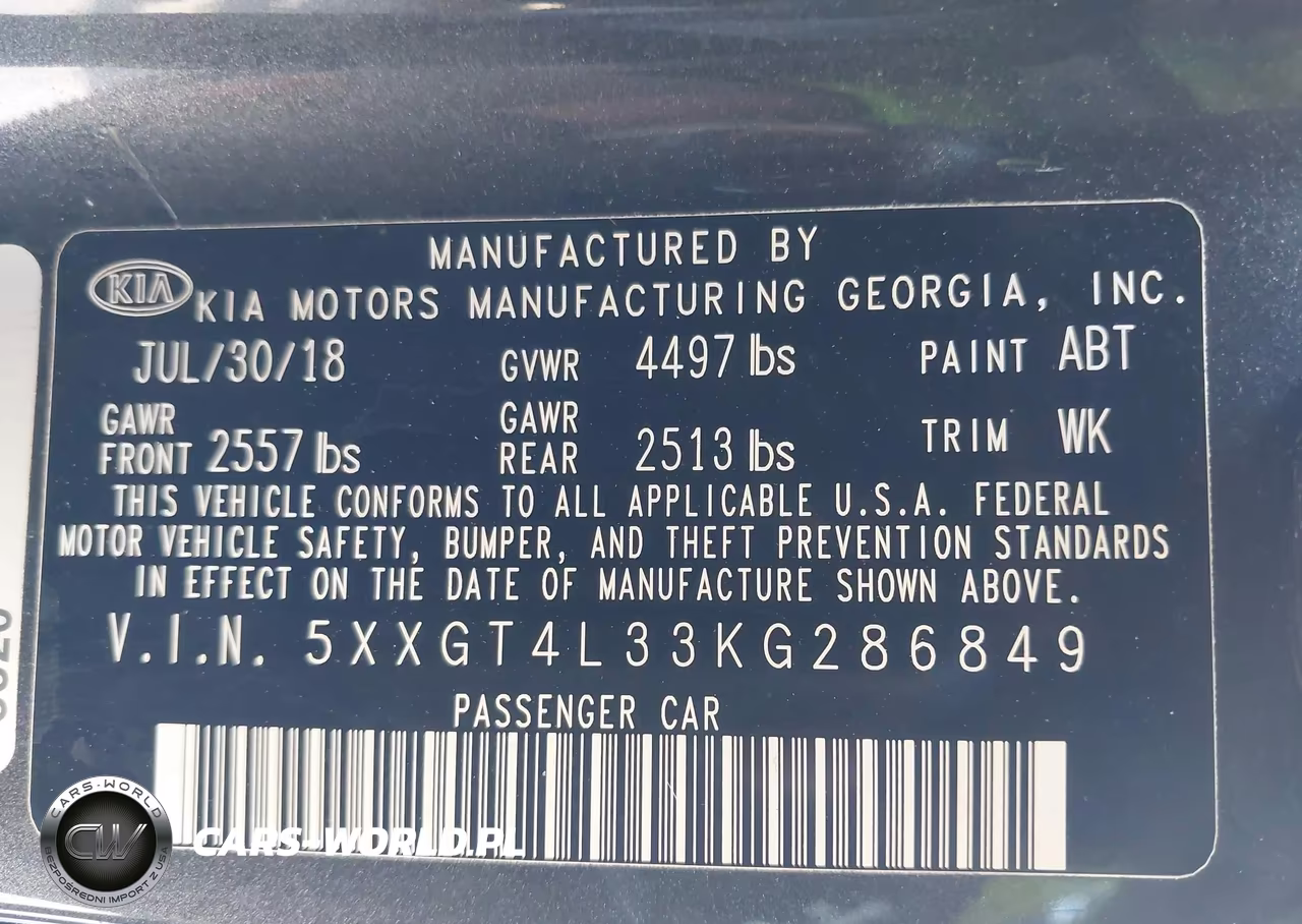 2019 Kia Optima S VIN:5XXGT4L33KG286849 - 9