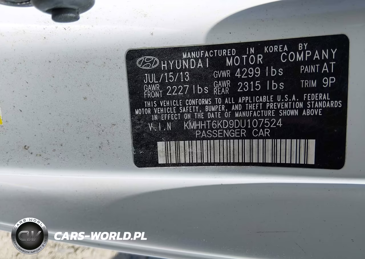 2013 Hyundai Genesis 2.0T VIN:KMHHT6KD9DU107524 - 9