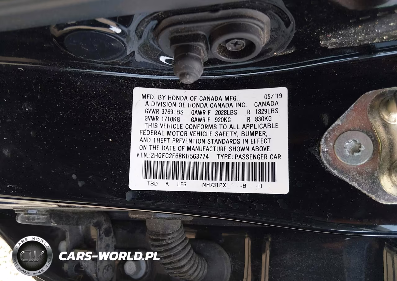 2019 Honda Civic Lx VIN:2HGFC2F68KH563774 - 9