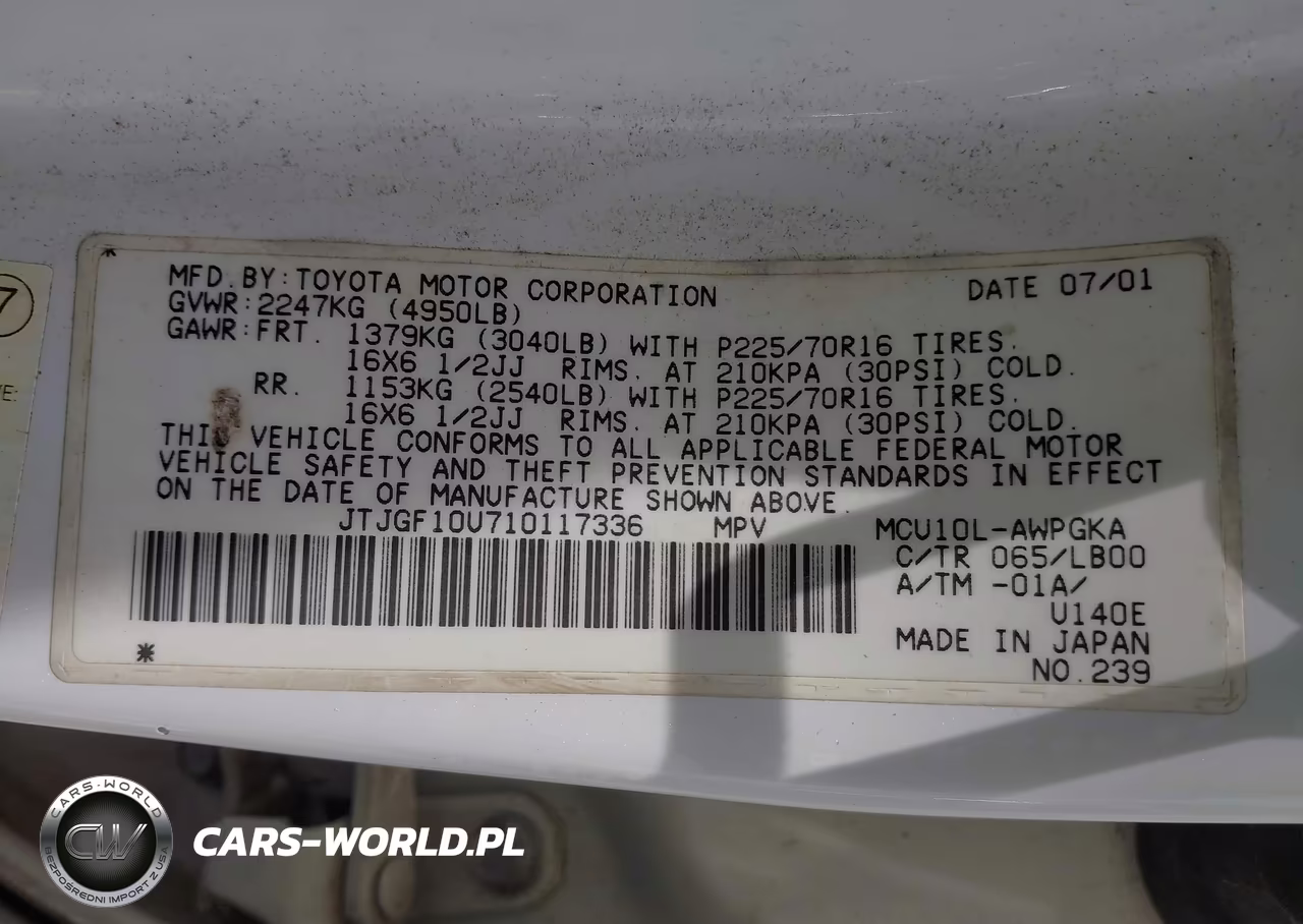 2001 Lexus Rx 300 VIN:JTJGF10U710117336 - 9
