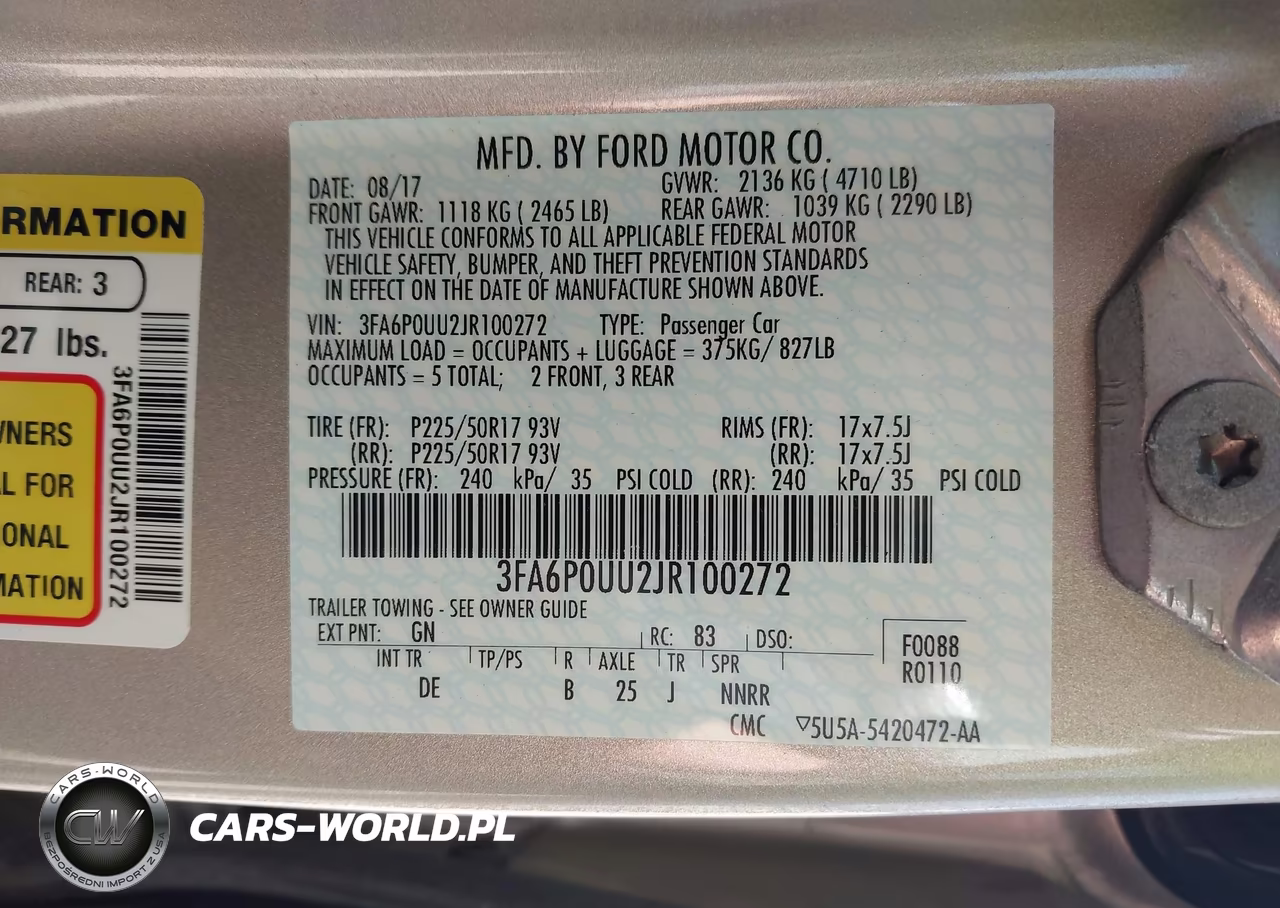 2018 Ford Fusion Hybrid S VIN:3FA6P0UU2JR100272 - 9