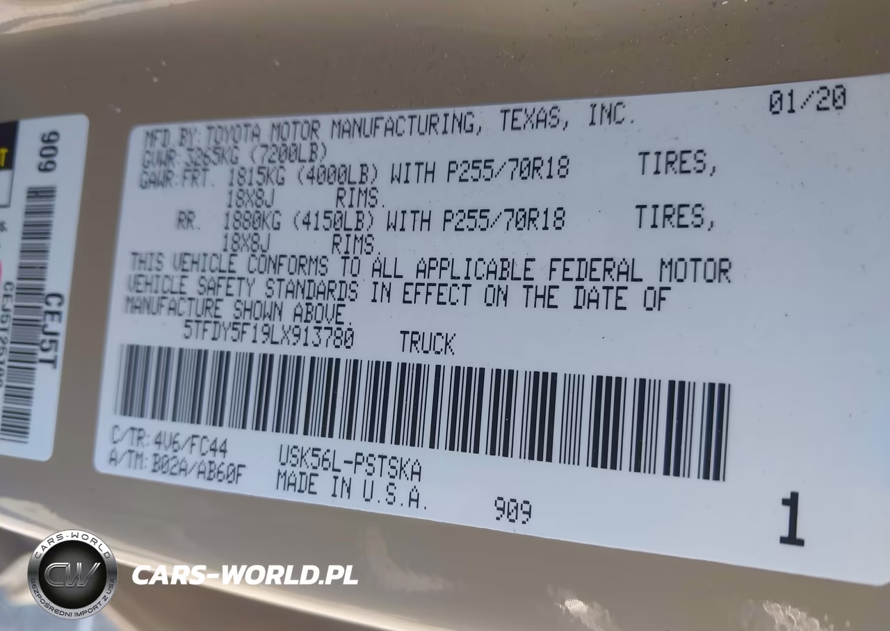 2020 Toyota Tundra Sr5 VIN:5TFDY5F19LX913780 - 9