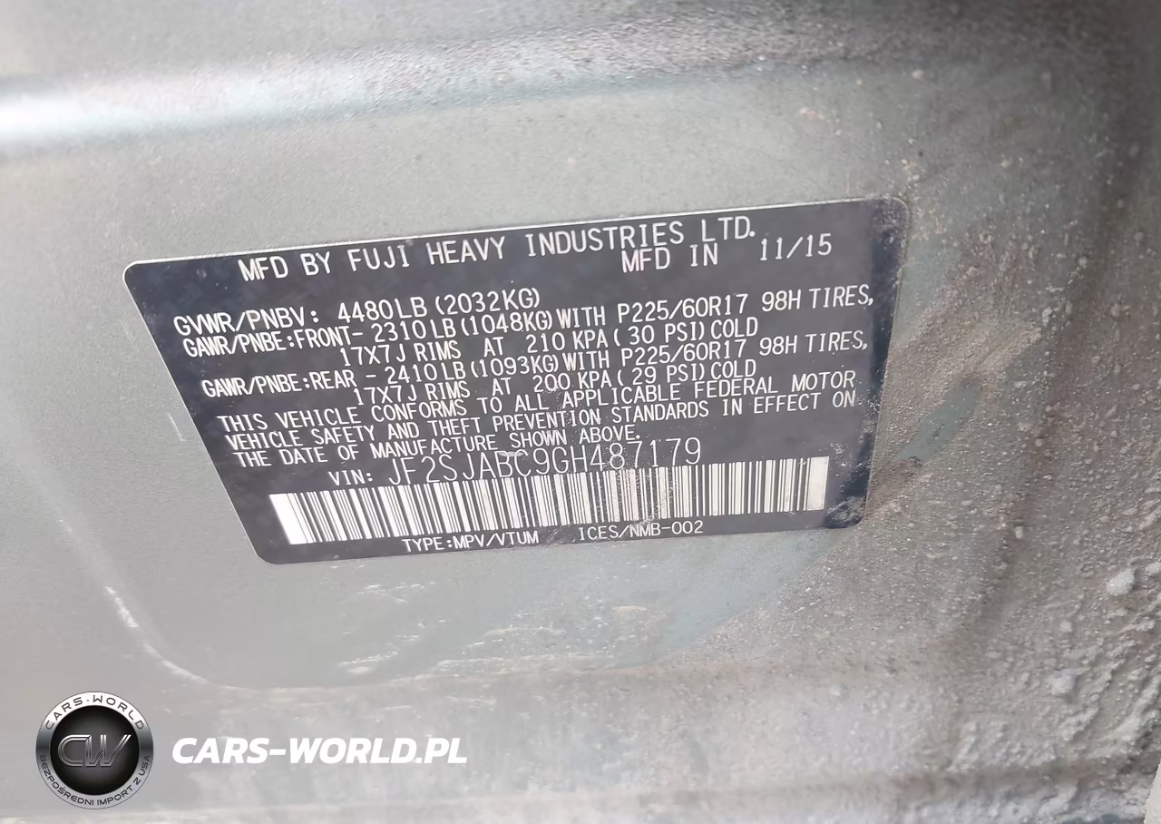 2016 Subaru Forester 2.5I VIN:JF2SJABC9GH487179 - 9