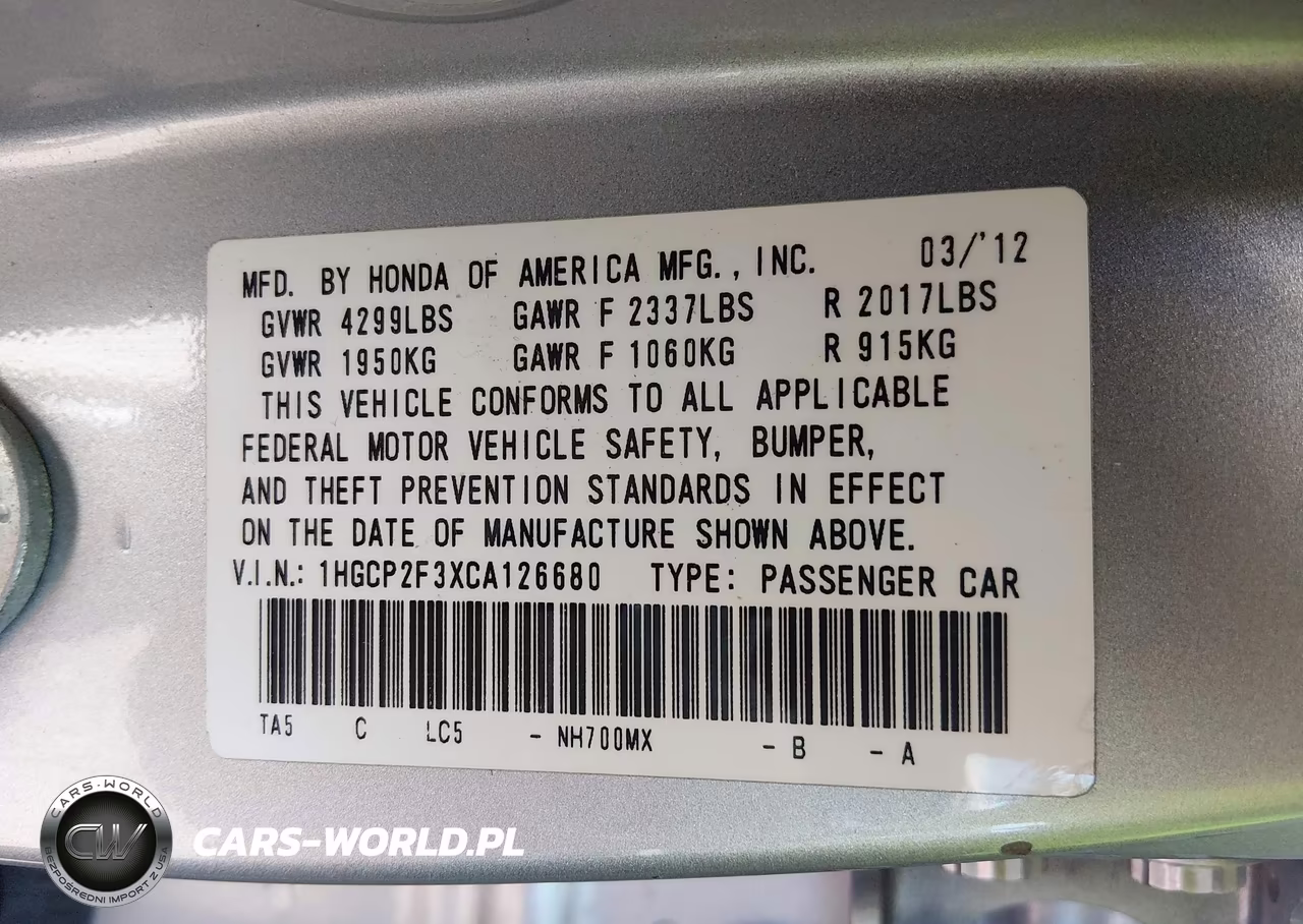 2012 Honda Accord 2.4 Lx VIN:1HGCP2F3XCA126680 - 9