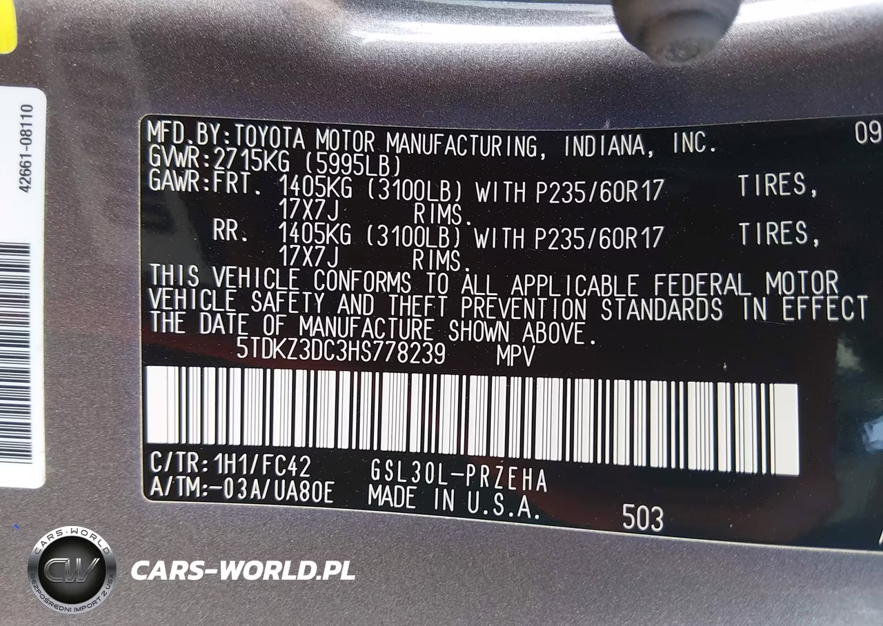 2017 Toyota Sienna Le 8 Passenger VIN:5TDKZ3DC3HS778239 - 9