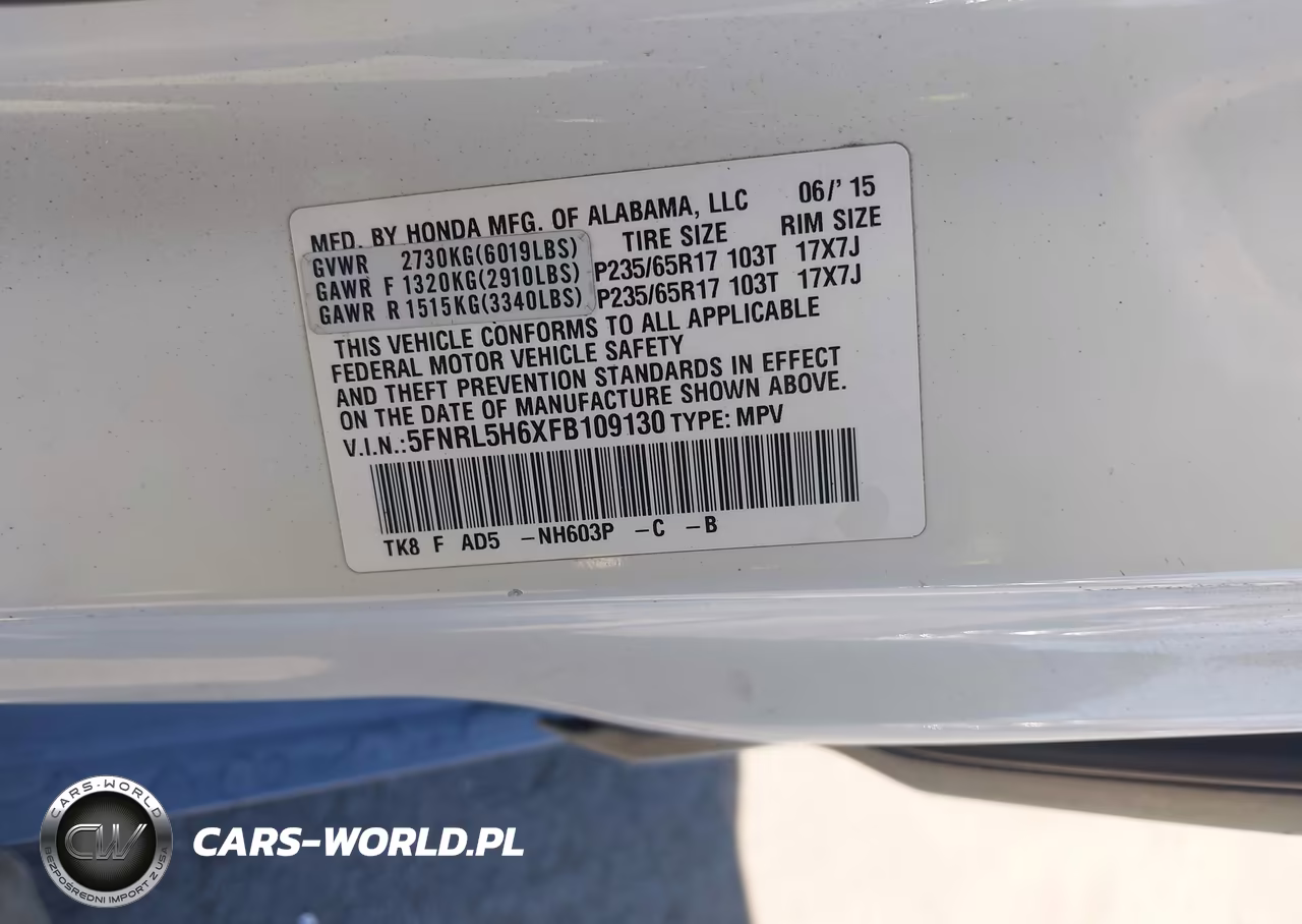 2015 Honda Odyssey Ex-L VIN:5FNRL5H6XFB109130 - 9
