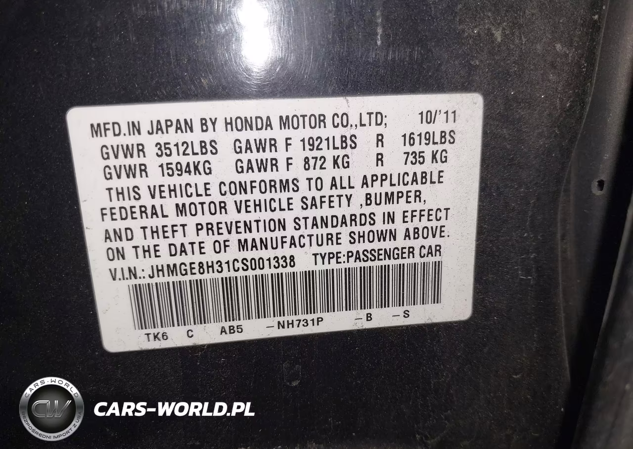 2012 Honda Fit VIN:JHMGE8H31CS001338 - 9