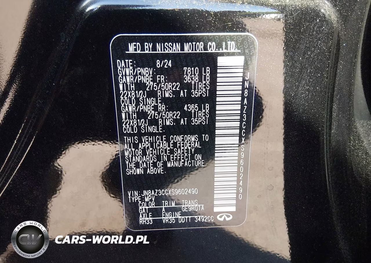 2025 Infiniti Qx80 Autograph Awd VIN:JN8AZ3CCXS9602490 - 9