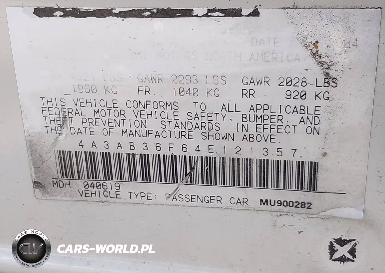 2004 Mitsubishi Galant Es VIN:4A3AB36F64E121357 - 9