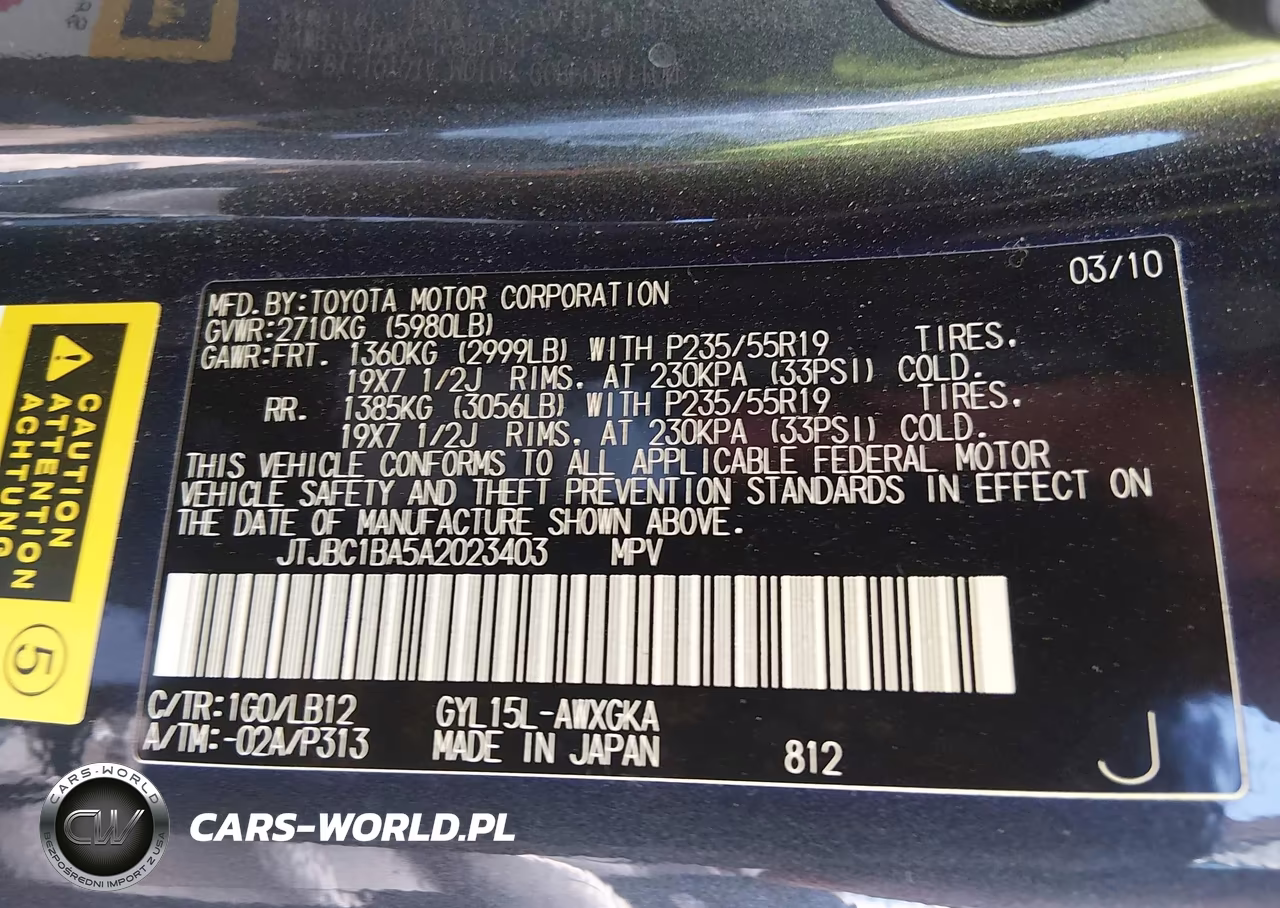 2010 Lexus Rx 450H VIN:JTJBC1BA5A2023403 - 9