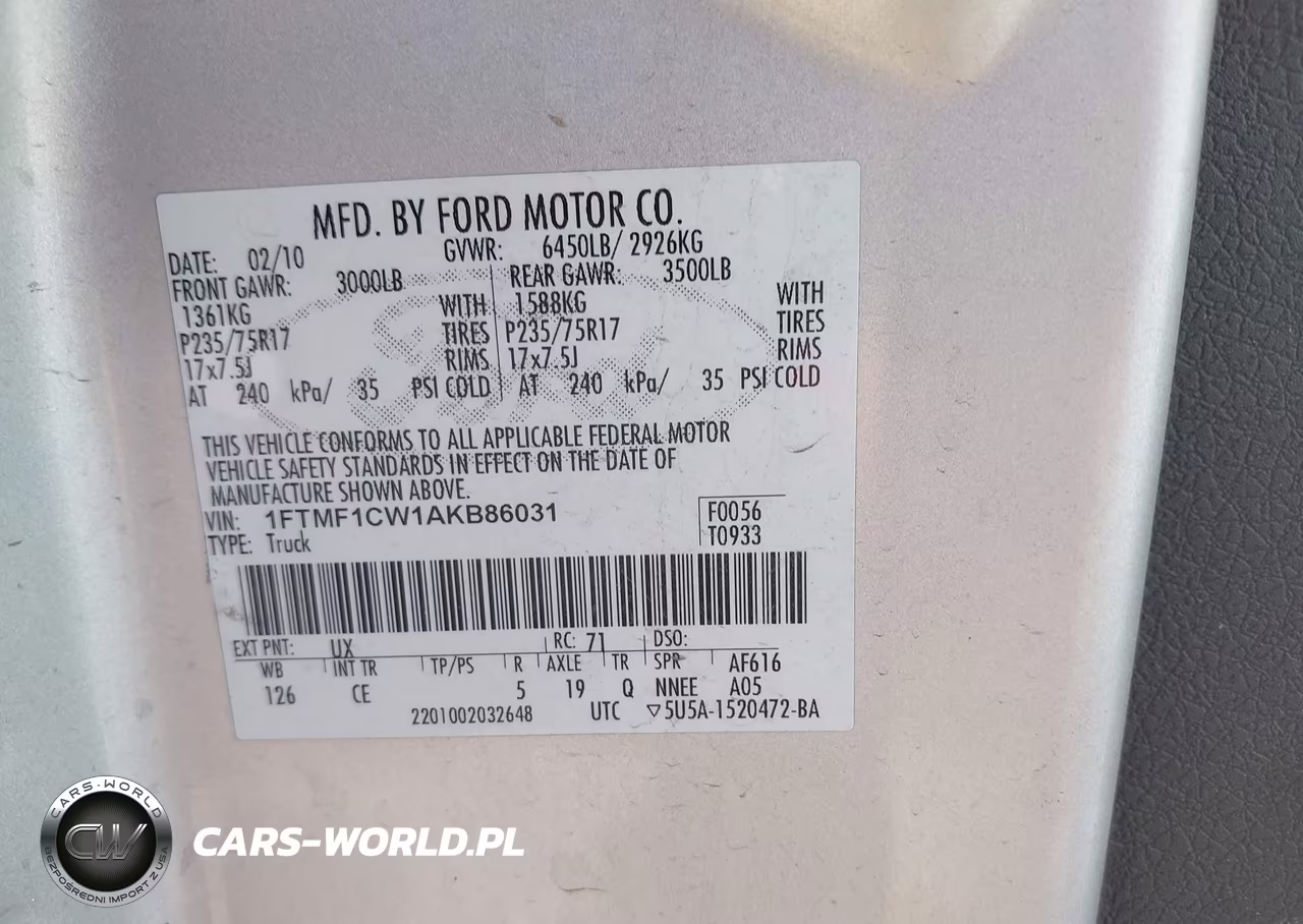 2010 Ford F-150 Stx-Xl-Xlt VIN:1FTMF1CW1AKB86031 - 9