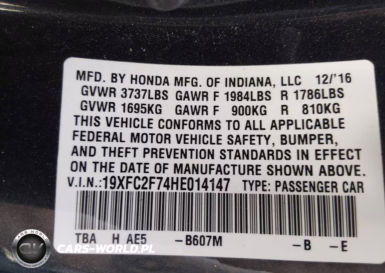 2017 Honda Civic Ex VIN:19XFC2F74HE014147 - 9