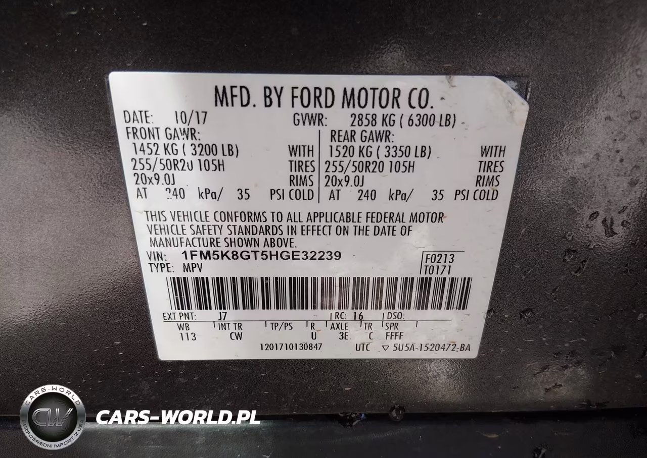 2017 Ford Explorer Sport VIN:1FM5K8GT5HGE32239 - 9