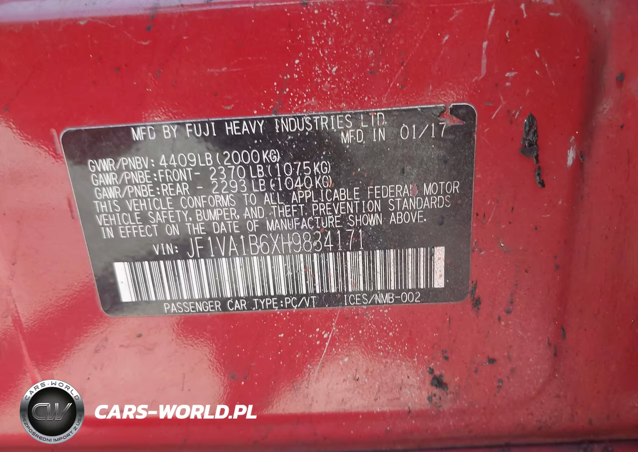 2017 Subaru Wrx VIN:JF1VA1B6XH9834171 - 9