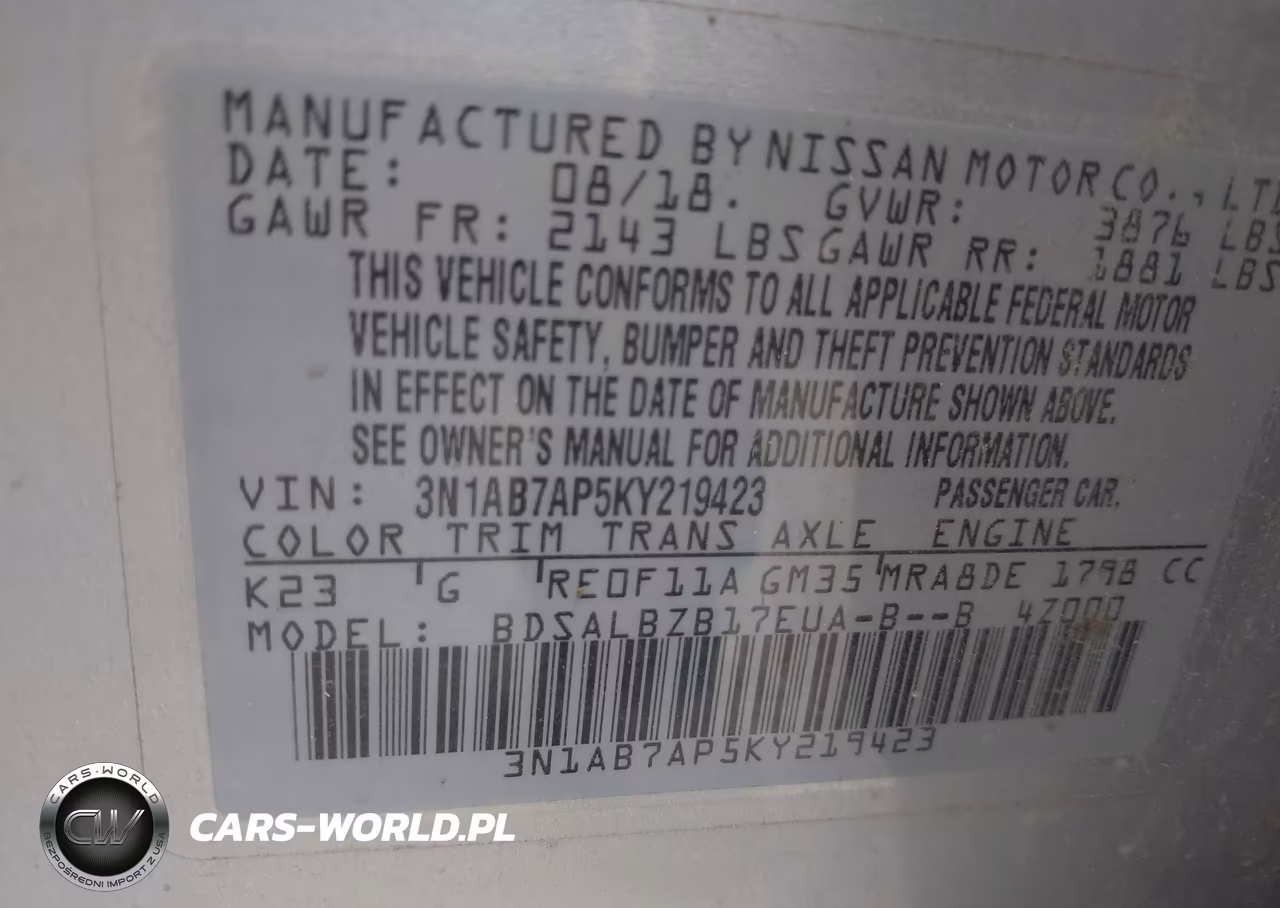 2019 Nissan Sentra S VIN:3N1AB7AP5KY219423 - 9