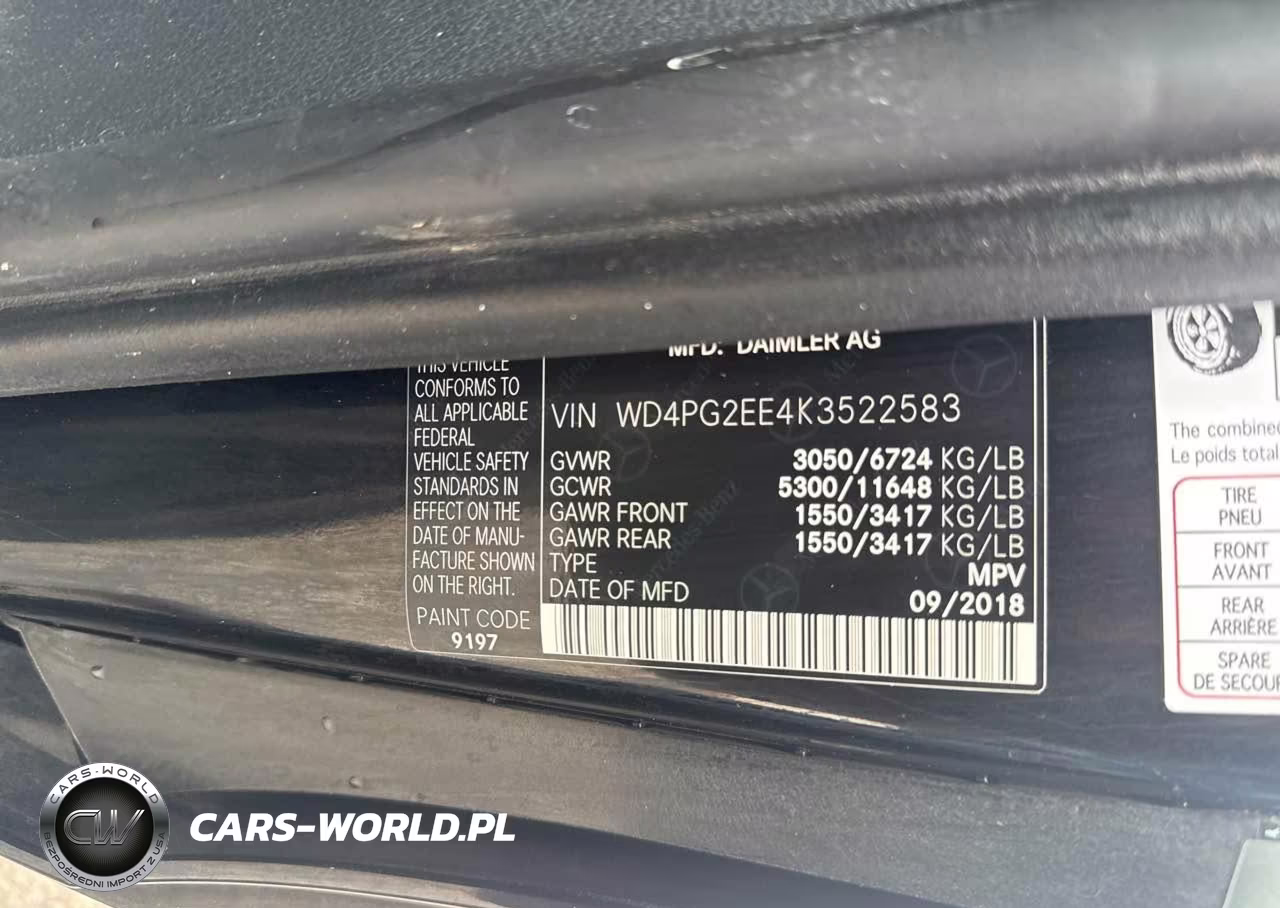2019 Mercedes-Benz Metris VIN:WD4PG2EE4K3522583 - 9