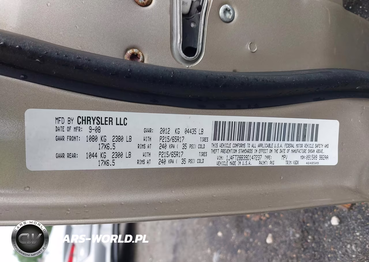 2009 Jeep Patriot Sport VIN:1J4FT28B39D147237 - 9