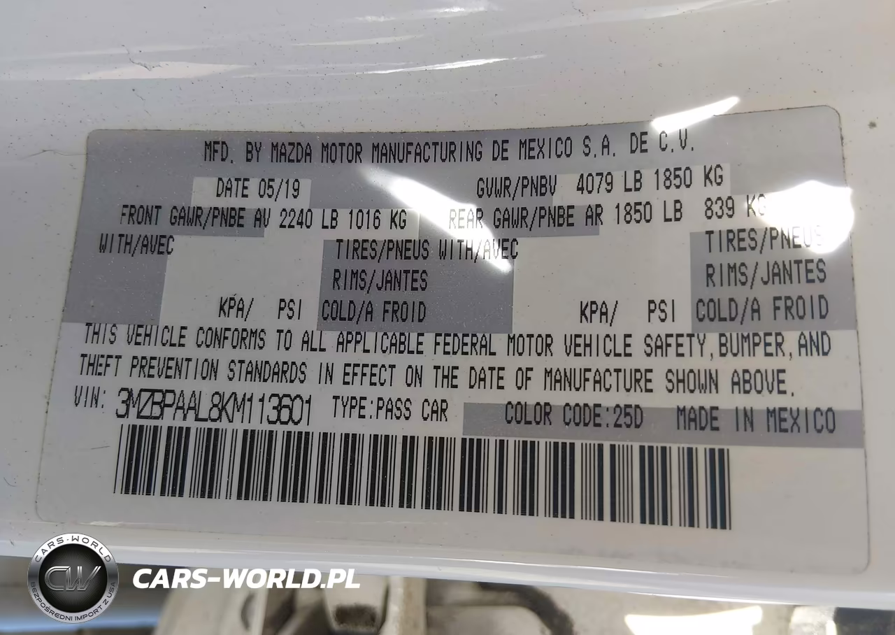 2019 Mazda Mazda3 Select Package VIN:3MZBPAAL8KM113601 - 9
