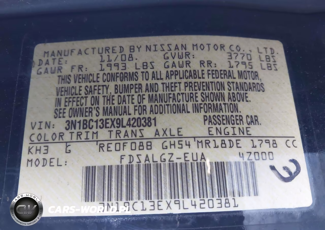 2009 Nissan Versa 1.8Sl VIN:3N1BC13EX9L420381 - 9