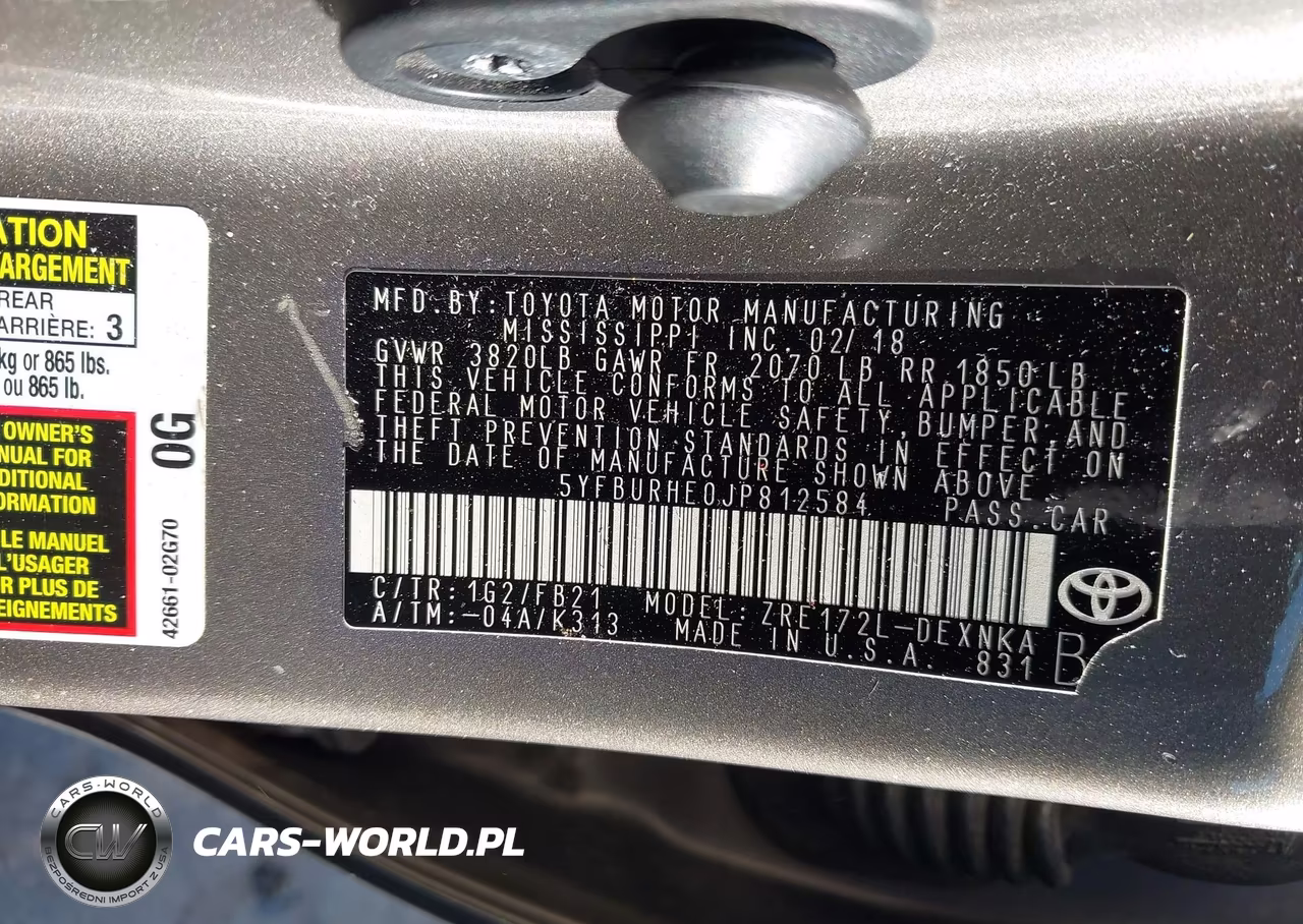 2018 Toyota Corolla Le VIN:5YFBURHE0JP812584 - 9