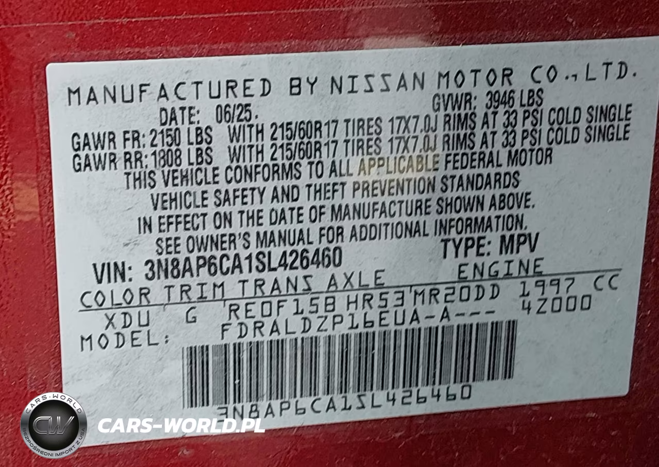 2025 Nissan Kicks Sv Fwd VIN:3N8AP6CA1SL426460 - 9